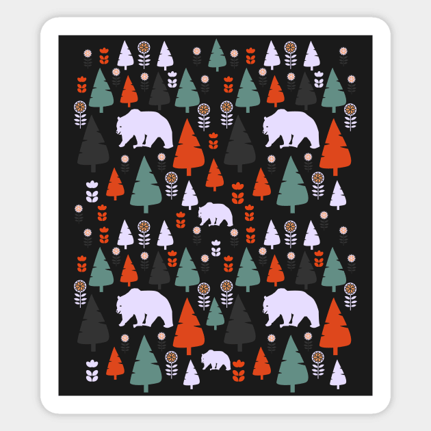 Bear forest at night Sticker by cocodes